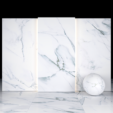 Elegant Borghini White Marble: Versatile Textured Tiles 3D model image 1 