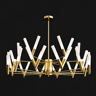 Nordic Gold Chandelier: Luxury Living Room Elegance 3D model image 1 