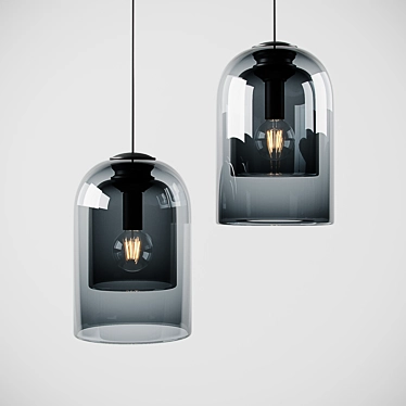 Aria Double Glass Pendant Lamp 3D model image 1 