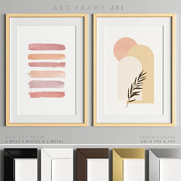 Sleek Art Frame A81 | 50x70 cm | Wood & Metal 3D model image 1 