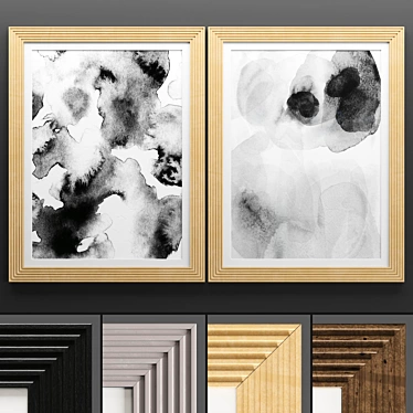 Modern Art Frame Set - 2 Frames with Textured Design 3D model image 1 