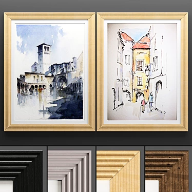 Modern Art Frame Set: 2 Frames with Textured Design 3D model image 1 