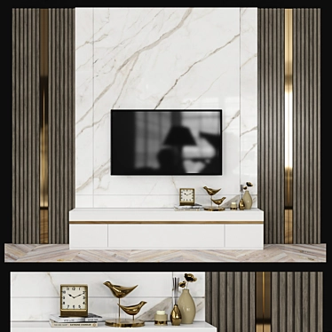 Modern TV Wall Set with 55" TV 3D model image 1 