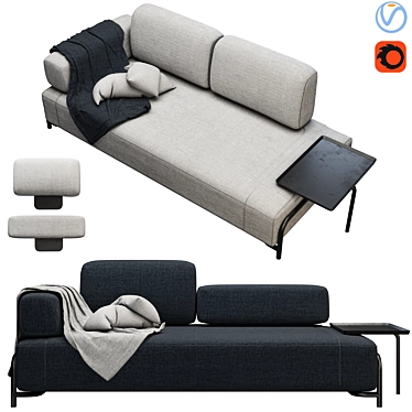 Contemporary Modern Sofa 3D model image 1 