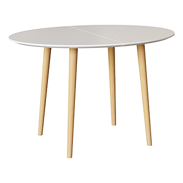 White Oval Oakland Table 3D model image 1 