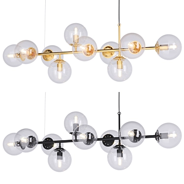 Elegant Brass Glass Chandelier 3D model image 1 