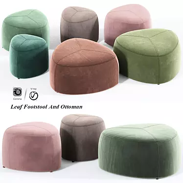 Nature-inspired Leaf Footstool & Pouf 3D model image 1 