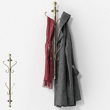 Stylish Wall Mounted Coat Rack 3D model image 1 