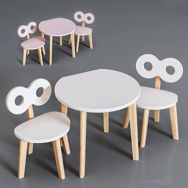 Ooh-Noo Kids Table & Chair Set 3D model image 1 