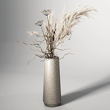 Exquisite Dried Plant Vase 3D model image 1 