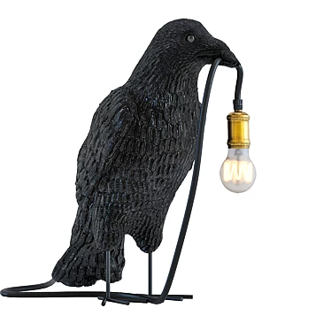 Elegant Crow Mat Black Lamp 3D model image 1 