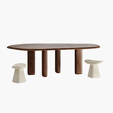 Rustic Elegance: ROUGH Dining Table 3D model image 1 