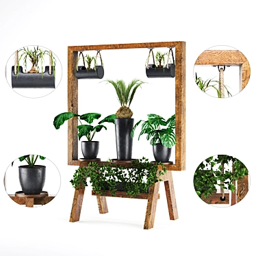 Wooden Plant Collection Stand 3D model image 1 