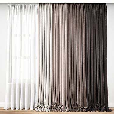 Elegant Poly Curtain Set 3D model image 1 