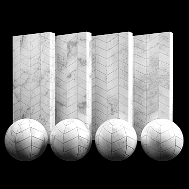 Elegant White Macael Marble Chevron 3D model image 1 