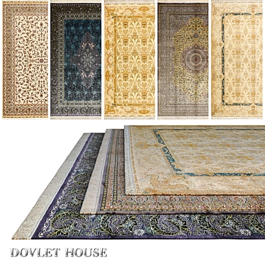 Luxury Silk and Wool Carpets (Set of 5) 3D model image 1 