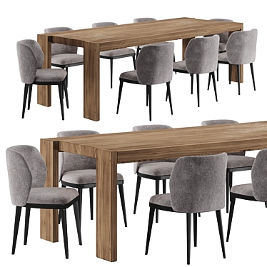 LEKK Oak Dining Set: LUM Chair & Classic Table 3D model image 1 