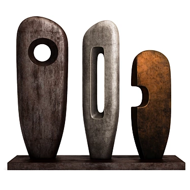 Modern Set of Three Sculptures 3D model image 1 