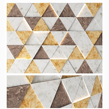 Illuminated Marble Triangle Wall Panel 3D model image 1 