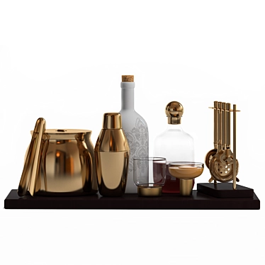 Golden Bar & Cocktail Decor Set 3D model image 1 