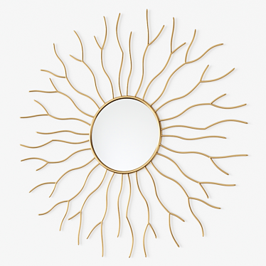 Sun Brass Metal Wall Mirror: Stylish Spanish Design 3D model image 1 