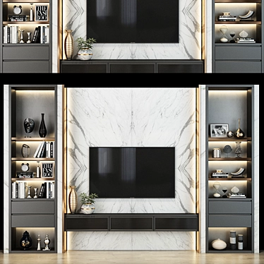 Modern TV Wall Set 0178 3D model image 1 