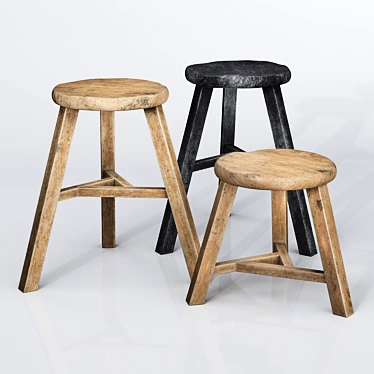 Wooden Accent Stool: Versatile and Stylish 3D model image 1 