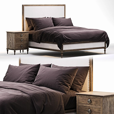 Elegant Fabric Panel Bed 3D model image 1 