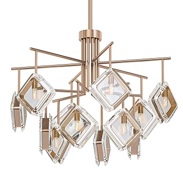 Elegant Faceted Glass Chandelier 3D model image 1 