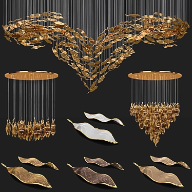 Elegant Trio: Contour Chandeliers 3D model image 1 