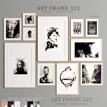  Elegant Art Frames - Variety of Sizes and Materials 3D model image 1 