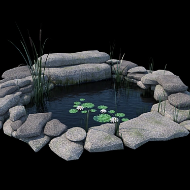 Artificial Pond with Reed and Water Lilies 3D model image 1 