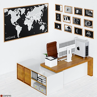 Modern Office Furniture Set 3D model image 1 