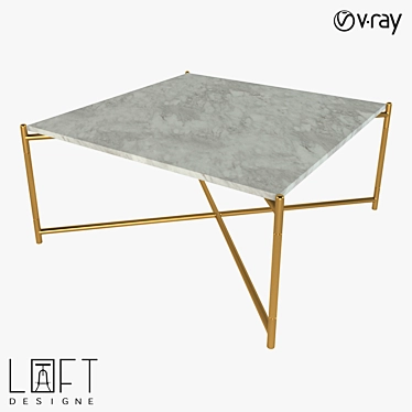 Minimalist Metal Marble Coffee Table 3D model image 1 