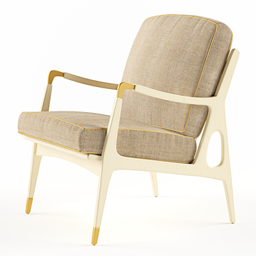 Cozy Cream Armchair with Golden Legs 3D model image 1 