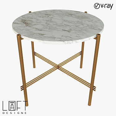 Minimalist Metal and Marble Coffee Table 3D model image 1 
