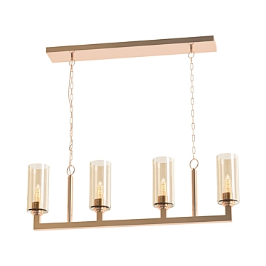 Elegant Linear 4-Light Chandelier 3D model image 1 