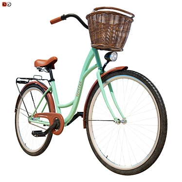 Green Ladies' Bike with Basket 3D model image 1 