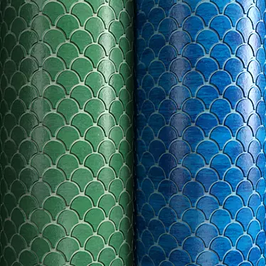 Fish Scale Tiles PBR: Materials for Artisanal Wall Decor 3D model image 1 