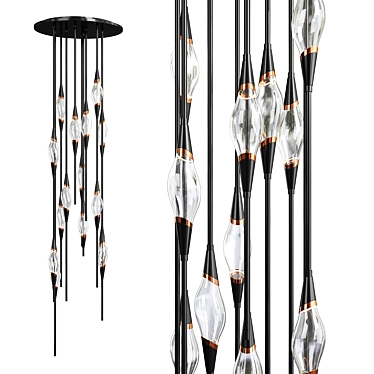 Elegant IL Pezzo 12 Cluster Chandelier 3D model image 1 