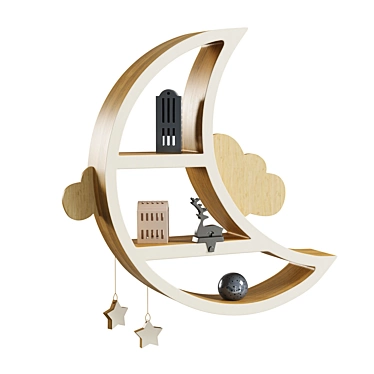 Lunar Shelf: Space-Inspired Nursery Display 3D model image 1 