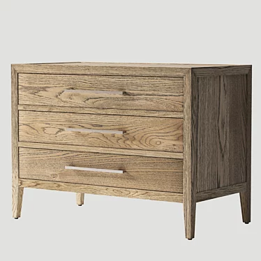 French Oak Closed Nightstand 3D model image 1 