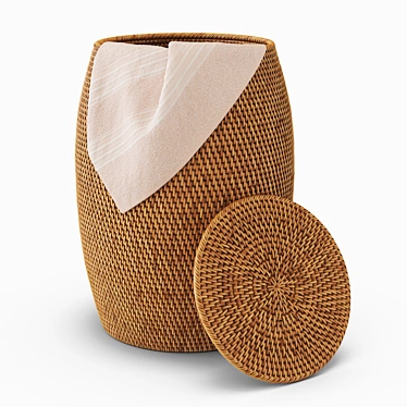 Artisan Rattan Hideaway Side Table 3D model image 1 