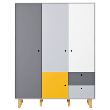 Modern Gray & Yellow Wardrobe | Vox Concept 3D model image 1 