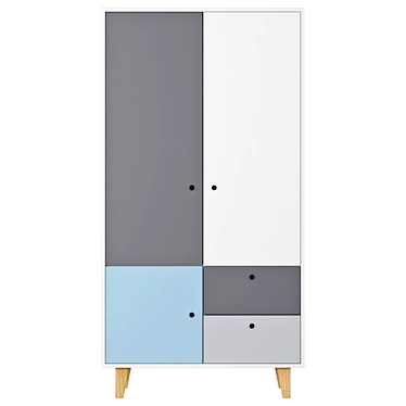 Modern Gray & Blue Wardrobe | Cuckooland 3D model image 1 