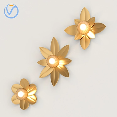 Elegant Lotus Wall Sconce 3D model image 1 