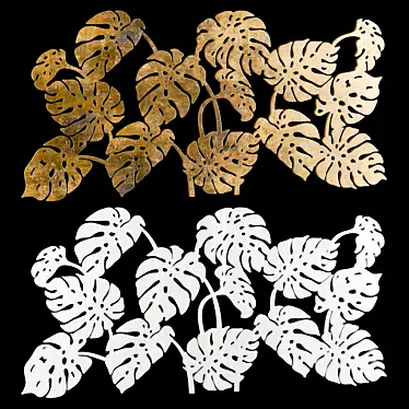 Tropical Monstera Leaves Panel 3D model image 1 