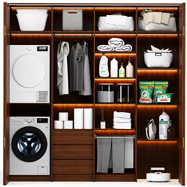 Laundry Essentials Set: Washer, Dryer, Iron 3D model image 1 