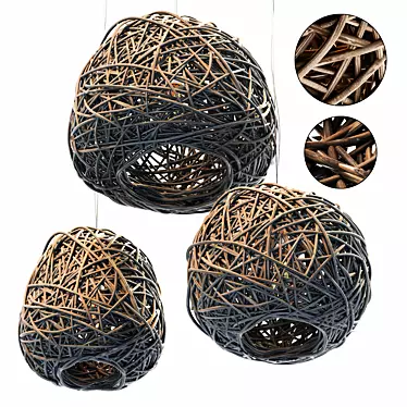 Rattan Hive Sphere Lamp 3D model image 1 