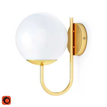 Modern Brass and Milk Glass Wall Lamp 3D model image 1 